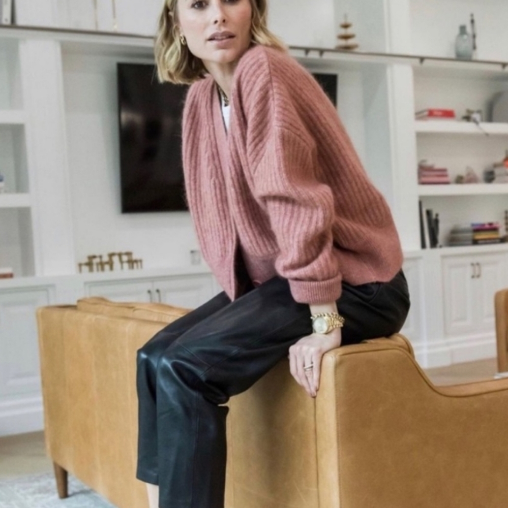 Anine Bing Maxwell Cardigan Mohair Rose Size Large New - Picture 3 of 11